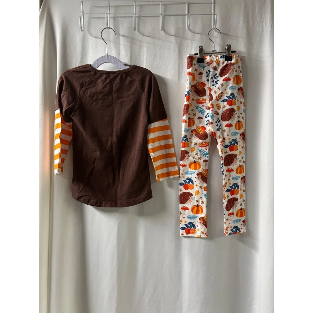 Pumpkin Appliqué Shirt &‎ Fall Pumpkin Themed Leggings NWOT Girl's 5T